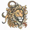 lion with two tattoo design idea