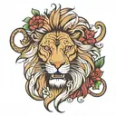 lion with two tattoo design idea