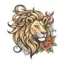 lion with two tattoo design idea