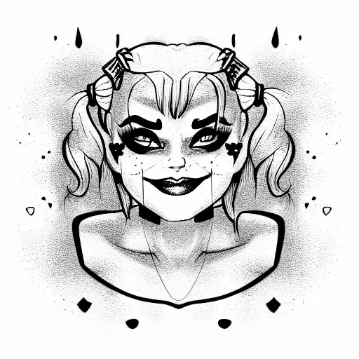 harley quinn smiling tattoo design idea