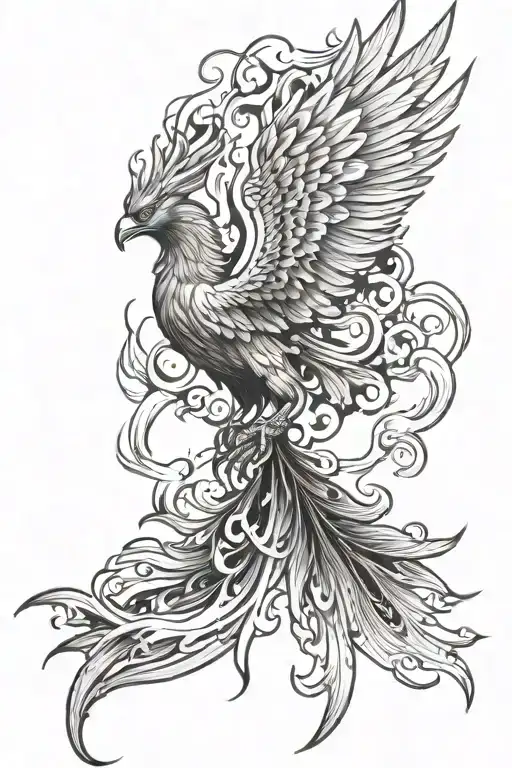 rising phoenix rising from the ashes tattoo design idea