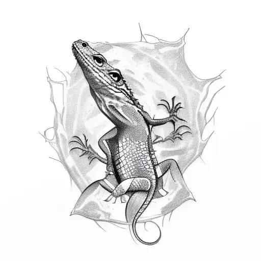 A sketch-style tattoo of a lizard shedding its skin, symbolizing growth and transformation tattoo design idea