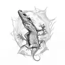 A sketch-style tattoo of a lizard shedding its skin, symbolizing growth and transformation tattoo design idea