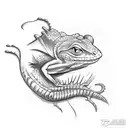A sketch-style tattoo of a lizard shedding its skin, symbolizing growth and transformation tattoo design idea