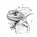 A sketch-style tattoo of a lizard shedding its skin, symbolizing growth and transformation tattoo design idea