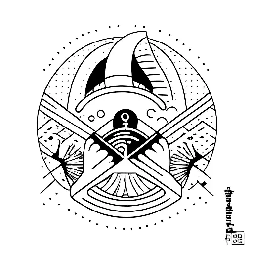 A minimalist tattoo of a corner bar sign with sunset , embrace the unknown, courage tattoo design idea