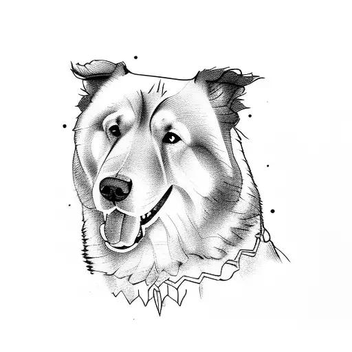 head of chowchow, golden retriever and belgian malinois tattoo design idea