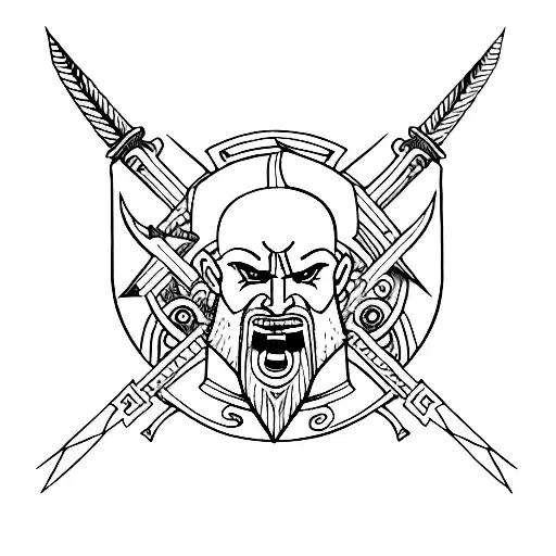 Minimalist "Kratos Wielding The Blades Of Chaos" SemiPermanent Tattoos