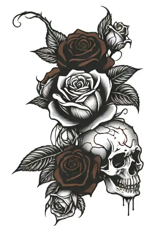 roses with birth year tattoo design idea