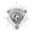 A magical soccer stadium with a bear mascot surrounded by tropical beaches tattoo design idea