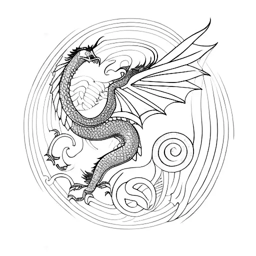 outline of dragon wings  tattoo design idea