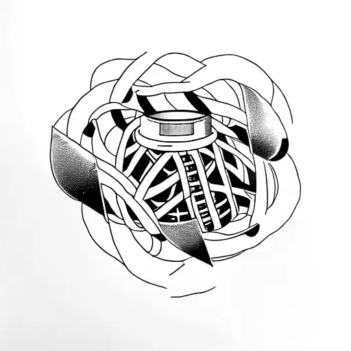 A minimalist tattoo of a film reel intertwined with a cat silhouette tattoo design idea