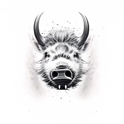 rabid dag head butting a rabid boar tattoo design idea