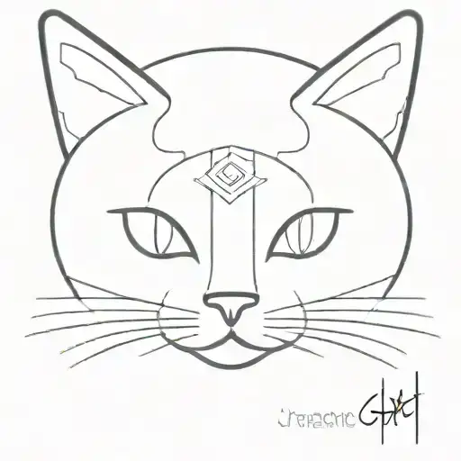 cat face with round eyes  tattoo design idea
