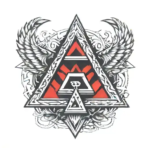valknut trash polka style tattoo design idea