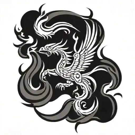 garuda and phoenix rising from flames tattoo design idea