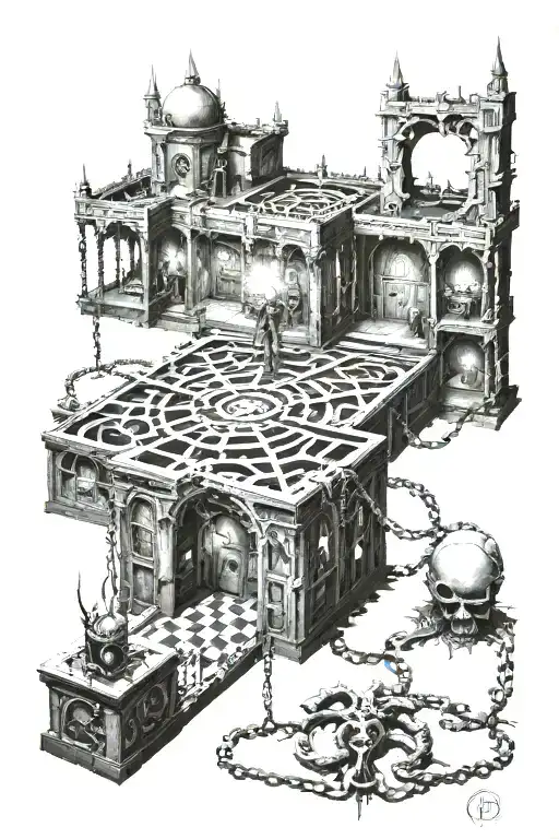 hellraiser labyrinth and chain room that's growing dim Illuminated tattoo design idea