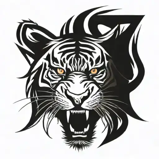 angry tiger face tattoo design idea