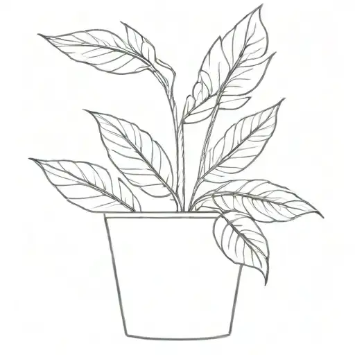 little leaf plant in pot wih two leafs and ears on each side tattoo design idea