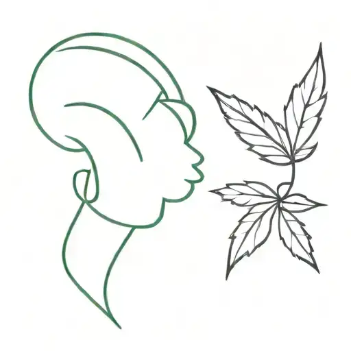 pot leaf plant two human ears  tattoo design idea