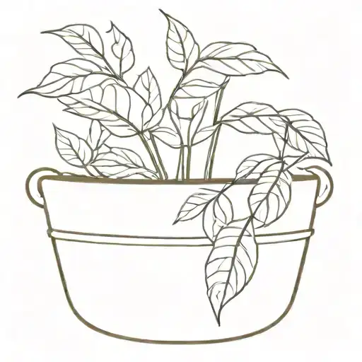a little leaf plant in a pot with two human  ears on it tattoo design idea