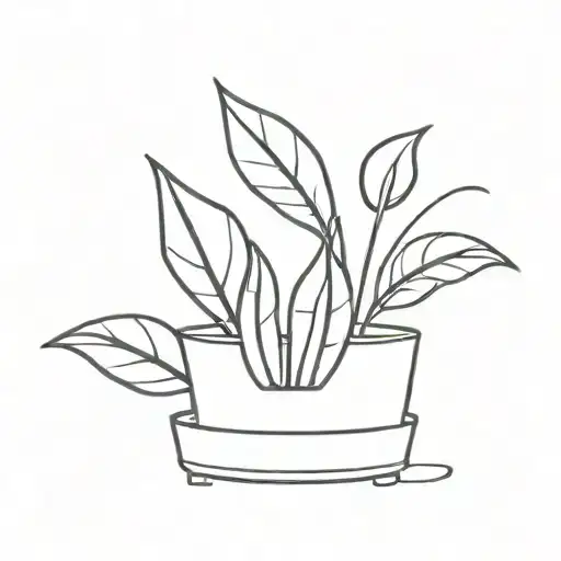 a little leaf plant in a pot with two ears tattoo design idea
