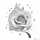 a rose that has a moon on its stem, a pizza with Coca-Cola and a joystick tattoo design idea