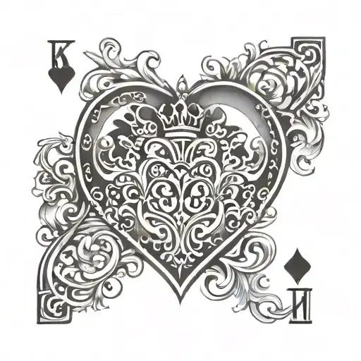 Can you create a tattoo that is dainty and more simple recreating the king of hearts card for a small arm tattoo for a w tattoo design idea