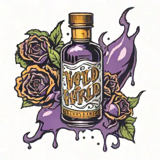 999 juice wrld purple liquid spilling tattoo design idea