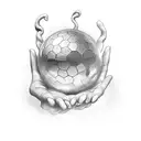 wizard with ball in hand tattoo design idea