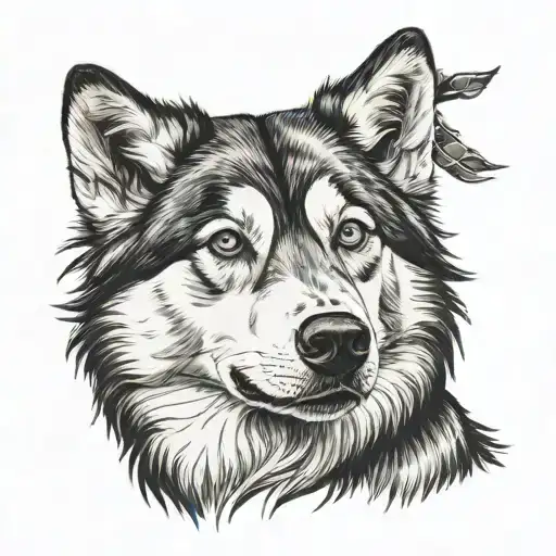 Husky siberian che ringhia tattoo design idea