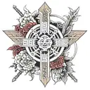 tomoe sybols and crosses japanese  tattoo design idea