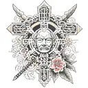 tomoe sybols and crosses japanese  tattoo design idea