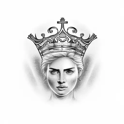 A Roman numeral clock with a king and queen crown on top, representing the timeless bond of family tattoo design idea