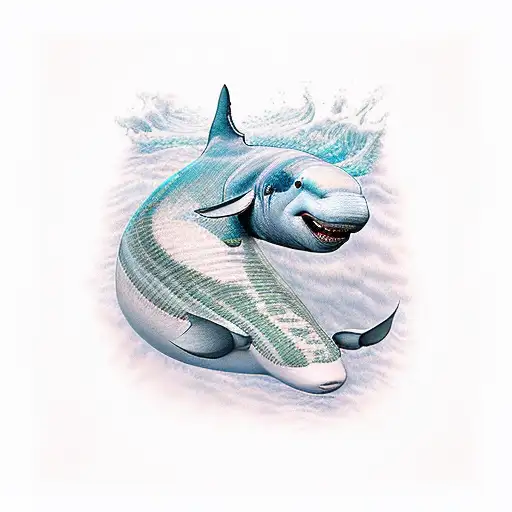 baleia beluga, mar tattoo design idea
