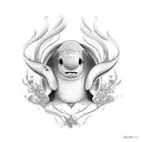 baleia beluga, mar tattoo design idea