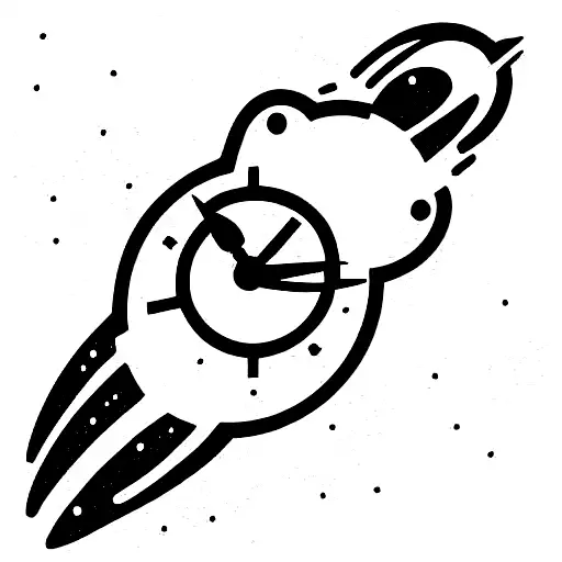 Astronaut falling in space with sun formed as a clock tattoo design idea