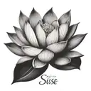dainty lotus flower with words still I rise  tattoo design idea
