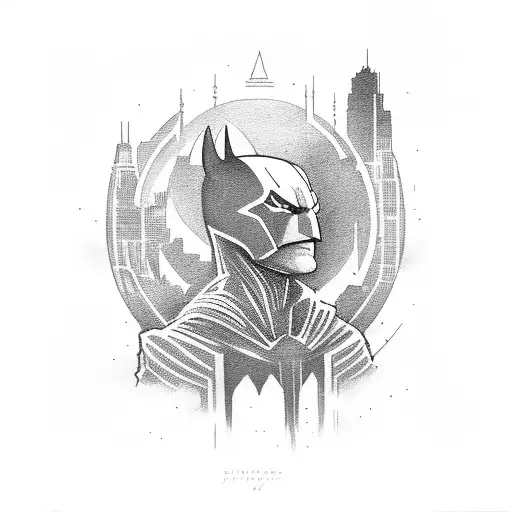 Gotham city whit the light of batman tattoo design idea