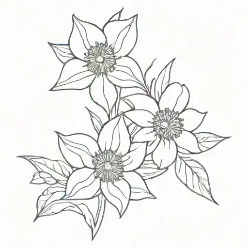 Daffodil, Marigold, Rose, and two daisies tattoo design idea