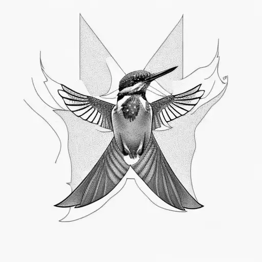 kingfisher flying up tattoo design idea