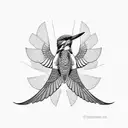 kingfisher flying up tattoo design idea