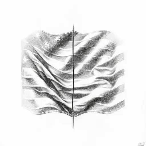 A patriotic American flag made of car parts tattoo design idea