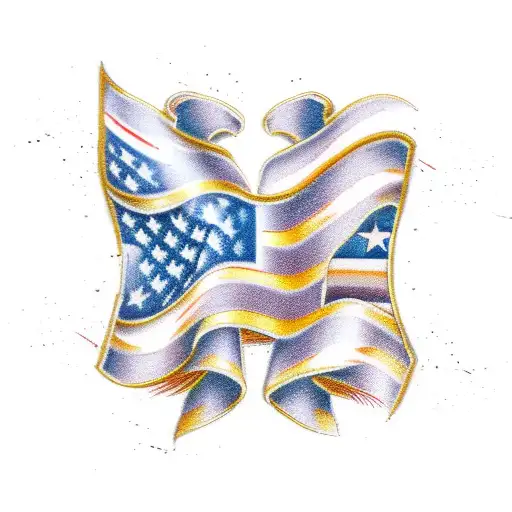 A patriotic American flag made of car parts tattoo design idea