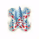 A patriotic American flag made of car parts tattoo design idea