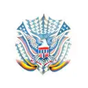 A patriotic American flag made of car parts tattoo design idea