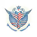 A patriotic American flag made of car parts tattoo design idea