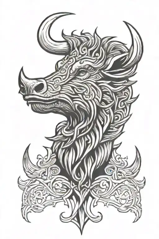 Gaelic Viking boar head tattoo design idea