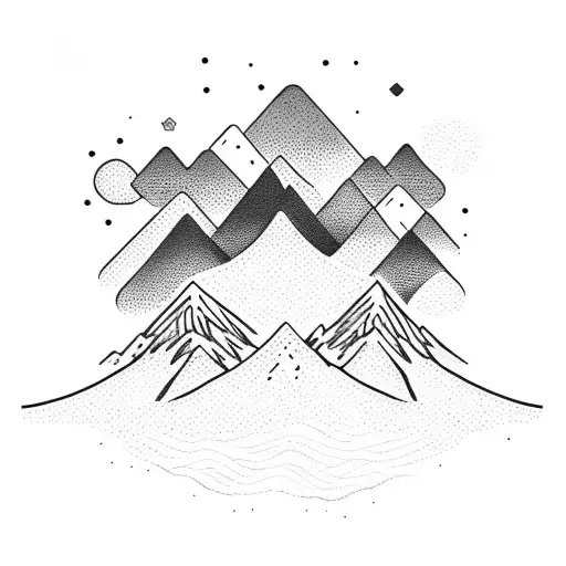 mountains and hearts tattoo design idea