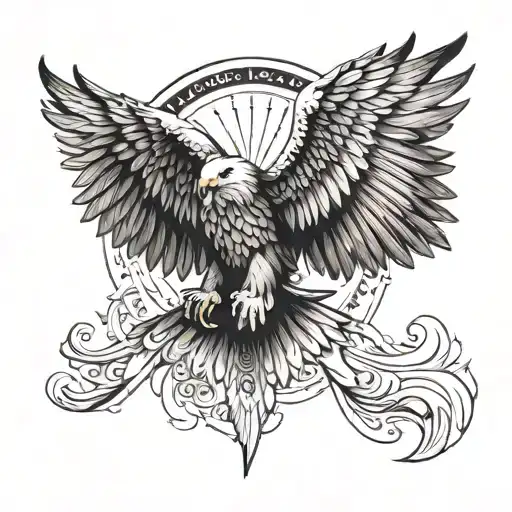 A majestic eagle wing  with its wings spread wide, symbolizing power and strength tattoo design idea